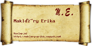 Makláry Erika névjegykártya