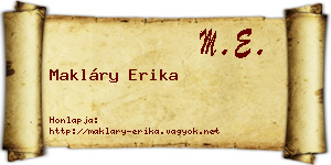 Makláry Erika névjegykártya